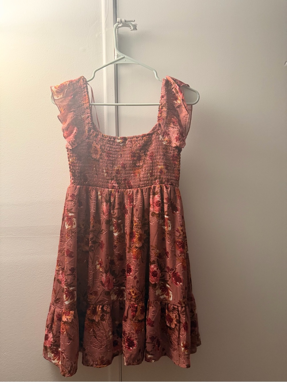 Floral Rust Pink Ruffle Dress - Picture 2 of 3